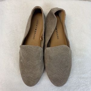Lucky Brand Cattina Suede Loafers Taupe Size 6M